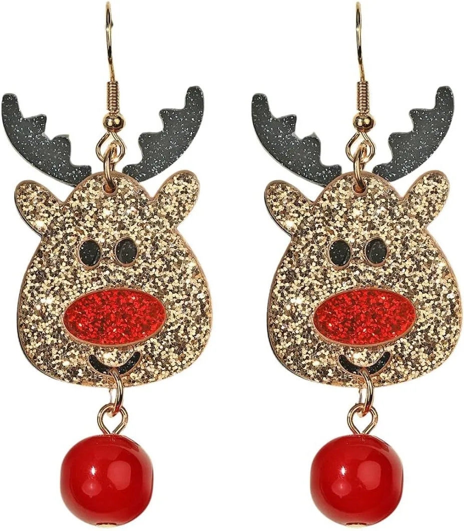 Christmas Theme Earrings Acrylic Cute Santa Claus Gingerbread Reindeer Christmas Stockings Earrings Christmas Jewelry Gift