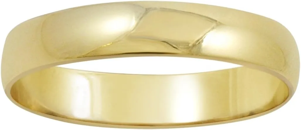 Classic 4mm Solid 10K White or Yellow Gold Traditional Classic Plain High Polished Wedding Band for Men or Women (Available Sizes 7-14)