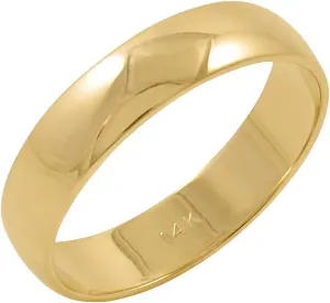 Classic 5mm 14K White or 14K Yellow Gold Traditional Classic Plain High Polished Wedding Band for Men or Women (Sizes 8-14)
