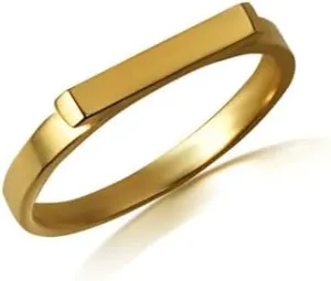Classic Bar Fine Ring Real Solid 14K Gold