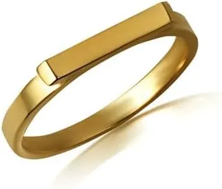 Classic Bar Fine Ring Real Solid 14K Gold