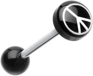 Classic Peace Logo Acrylic Barbell WildKlass Tongue Ring