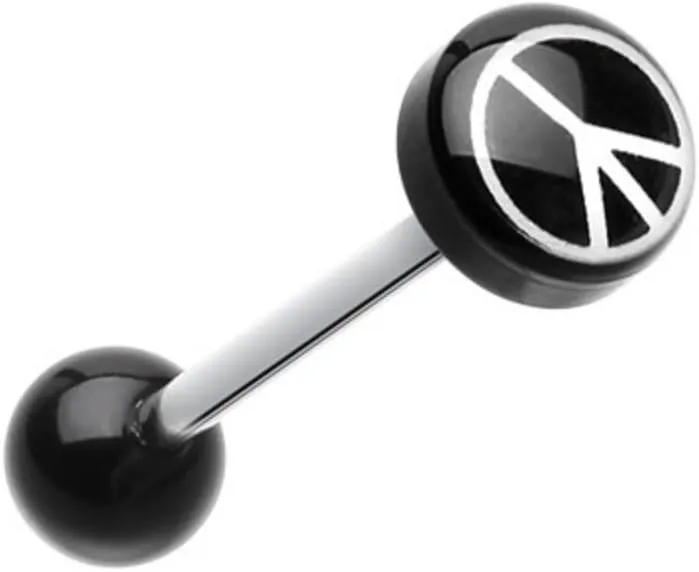 Classic Peace Logo Acrylic Barbell WildKlass Tongue Ring