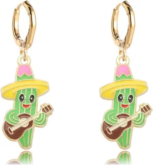 coadipress Cinco De Mayo Hoop Earrings for Women Colorful Cactus Chili Sombrero Pinata Dangle Drop Earrings Funny Rainbow Horse Huggie Earrings Mexico Carnivals Holiday Party Jewelry Accessory