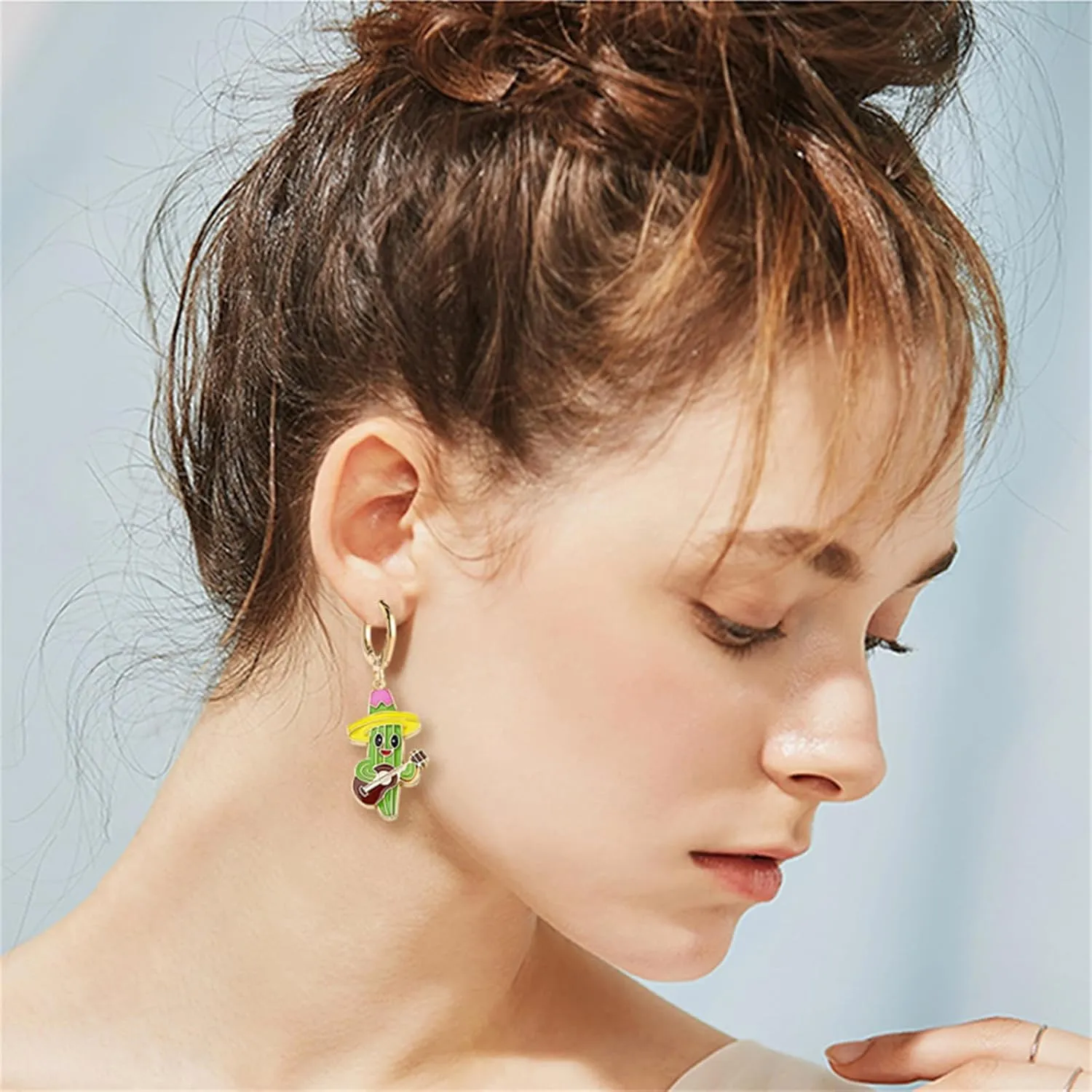 coadipress Cinco De Mayo Hoop Earrings for Women Colorful Cactus Chili Sombrero Pinata Dangle Drop Earrings Funny Rainbow Horse Huggie Earrings Mexico Carnivals Holiday Party Jewelry Accessory