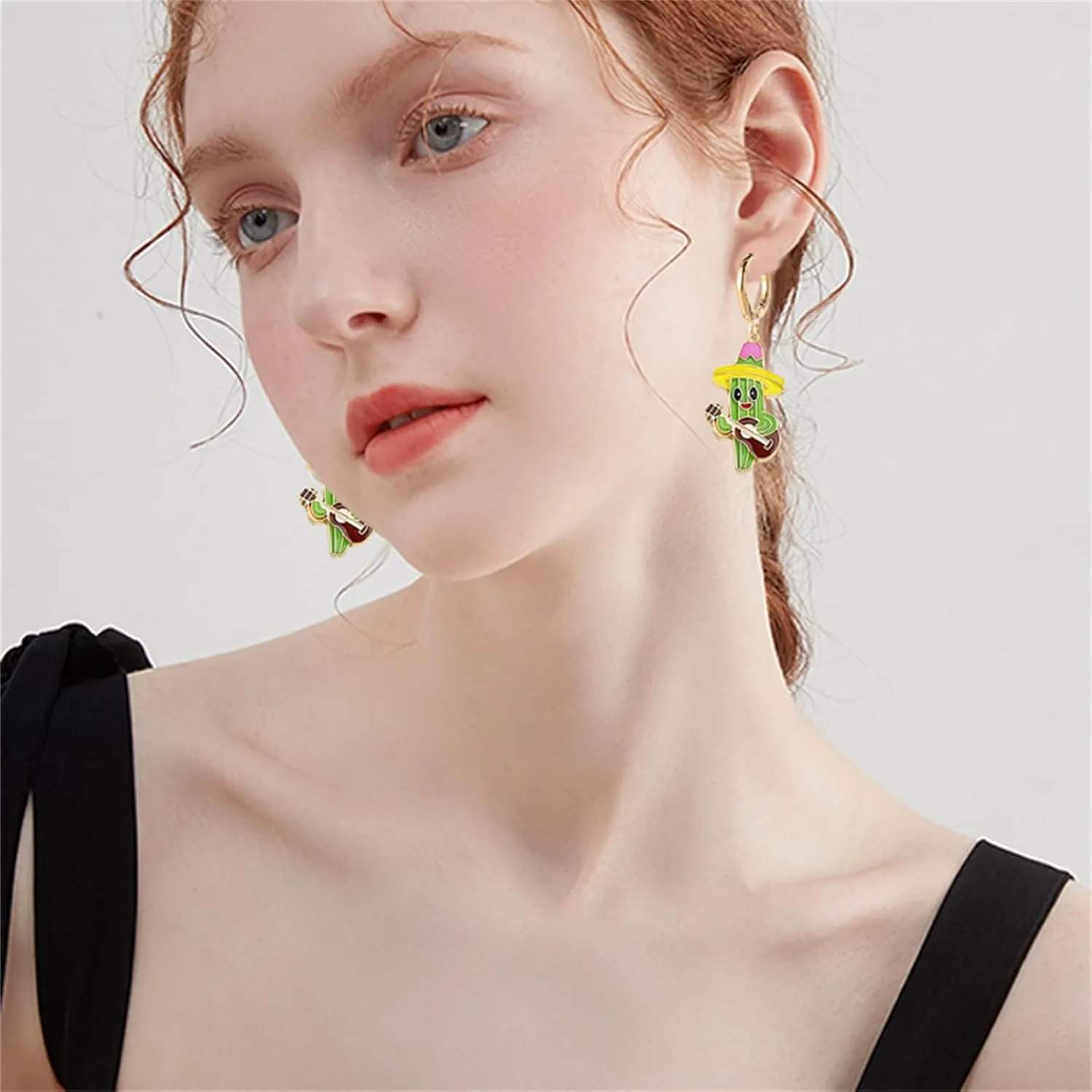 coadipress Cinco De Mayo Hoop Earrings for Women Colorful Cactus Chili Sombrero Pinata Dangle Drop Earrings Funny Rainbow Horse Huggie Earrings Mexico Carnivals Holiday Party Jewelry Accessory