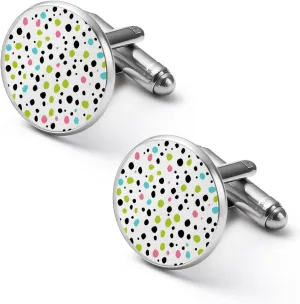 Colorful Animal Dots Pattern Fashion Cufflinks For Men Alloy Tuxedo Shirt Cuff Links For Business Wedding Party 1.7cm