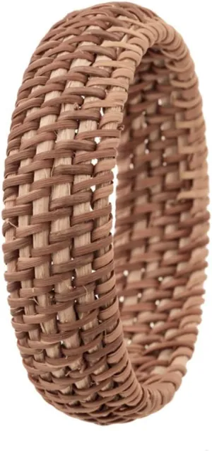 COLORFUL BLING 2Pcs Handwoven Wooden Braided Rattan Knit Cuff Bracelet Natural Bamboo Square Round Geometric Chunky Wrap Bangle for Women Ethnic Tribal Wrist Jewelry