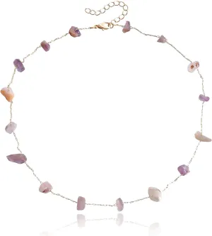COLORFUL BLING Healing Crystal Stone Choker Necklaces Irregular Turquoise Carnelian Spiritual Natural Reiki Chips Quartz necklace Chakra Jewelry for Women