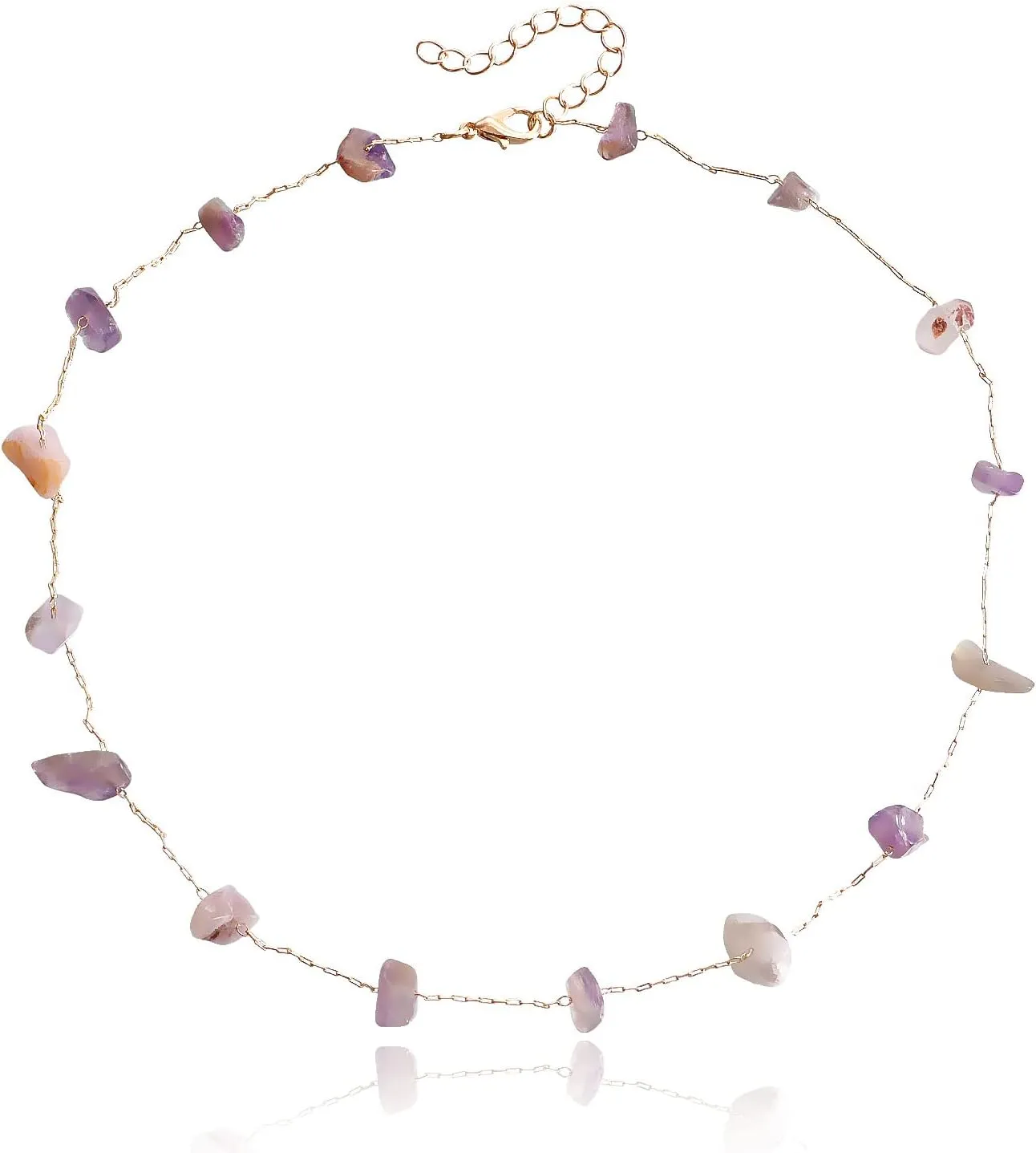 COLORFUL BLING Healing Crystal Stone Choker Necklaces Irregular Turquoise Carnelian Spiritual Natural Reiki Chips Quartz necklace Chakra Jewelry for Women
