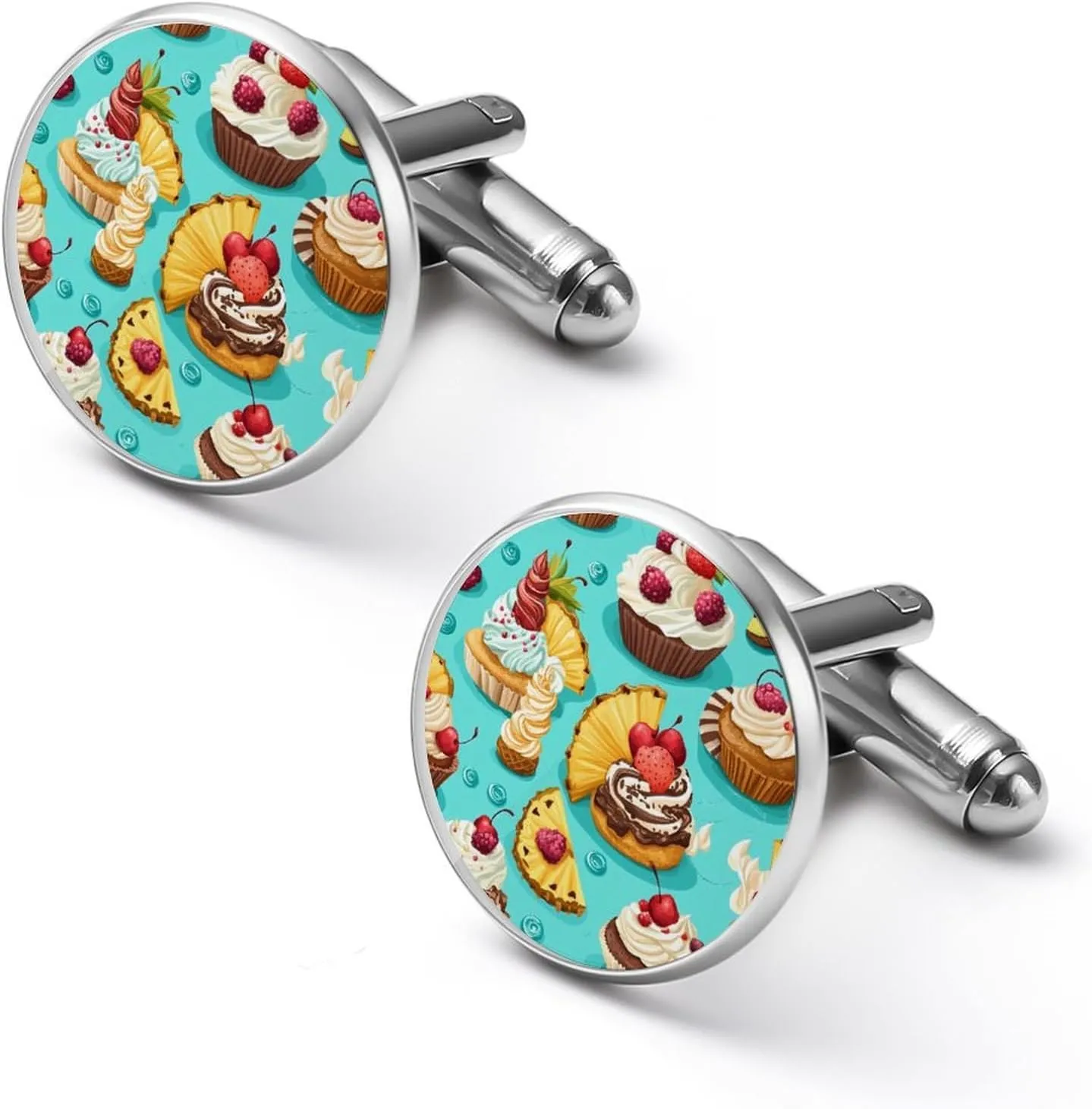 Colorful Cupcakes Cakes Fashion Cufflinks For Men Alloy Tuxedo Shirt Cuff Links For Business Wedding Party 1.7cm