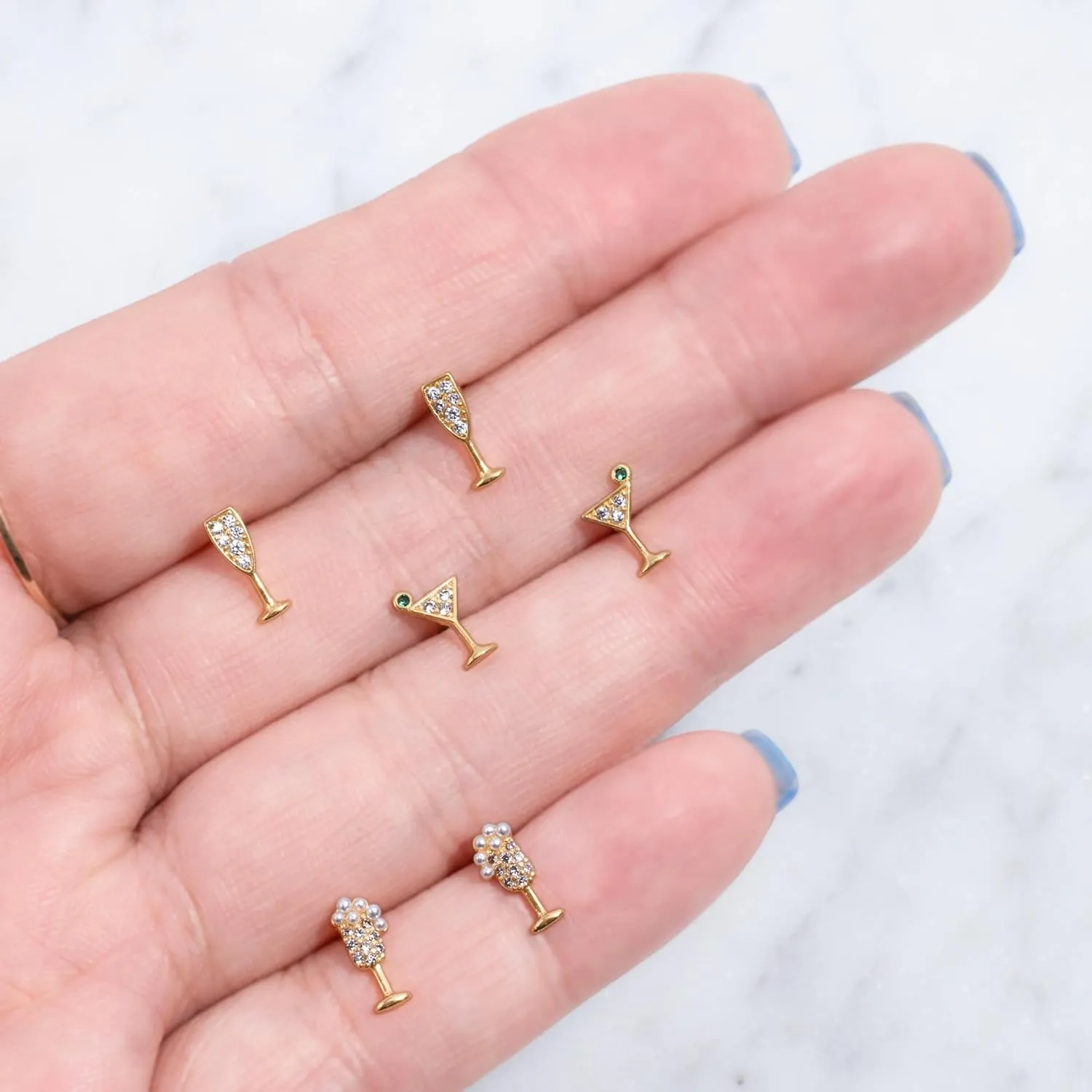 Columbus 14K Gold Plated Celebration Stud Earrings - Small Cute Stack Layer Post Studs - Fun Earrings for Women for Her