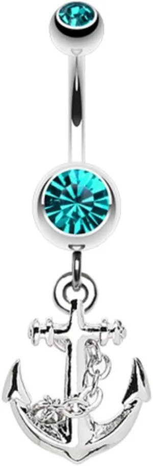 Covet Jewelry Classic Anchor Dangle Belly Button Ring