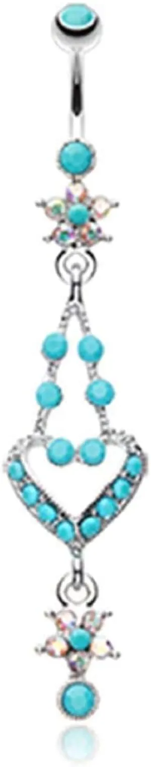 Covet Jewelry Classic Flora Heart Belly Button Ring