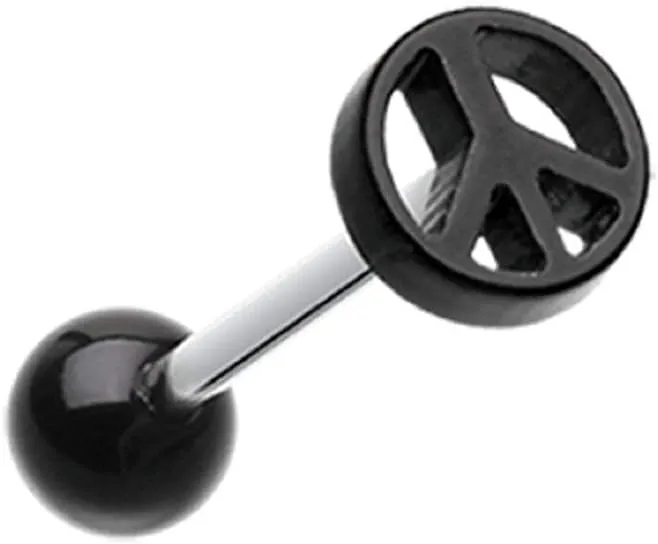 Covet Jewelry Classic Peace Acrylic Barbell Tongue Ring