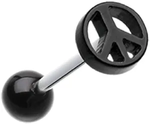Covet Jewelry Classic Peace Acrylic Barbell Tongue Ring