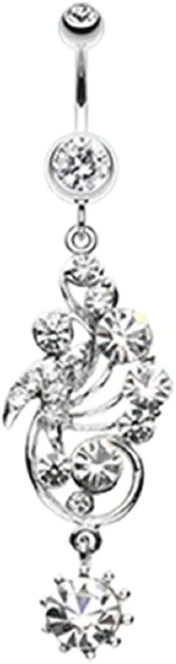 Covet Jewelry Elegant Journey Vine Swirl Belly Button Ring