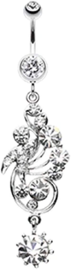 Covet Jewelry Elegant Journey Vine Swirl Belly Button Ring