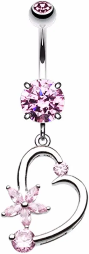 Covet Jewelry Elegant Star and Heart Belly Button Ring