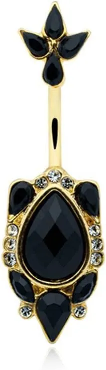 Covet Jewelry Golden Elegant Victorian Flourish Belly Button Ring