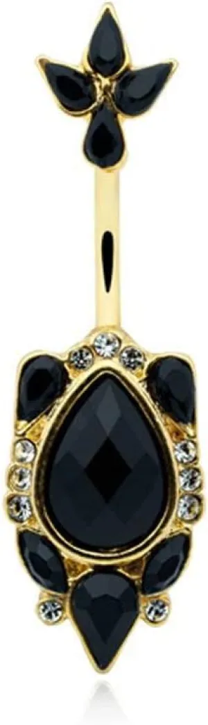 Covet Jewelry Golden Elegant Victorian Flourish Belly Button Ring