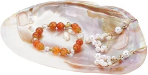 CRASPIRE Shell Jewelry Tray Natural Seashell Ring Holder Pendant Tray Jewelry Dish Keys Bowl Trinket Necklace Bracelet Candy Tray for Women Girls Home Bathroom Decor Jewelry Bowl Gift