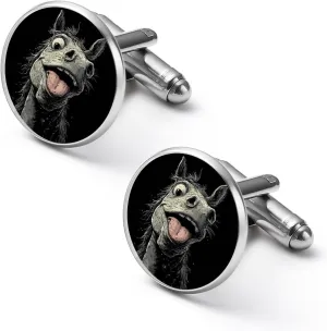 Crazy Horse Fashion Cufflinks For Men Alloy Tuxedo Shirt Cuff Links For Business Wedding Party 1.7cm