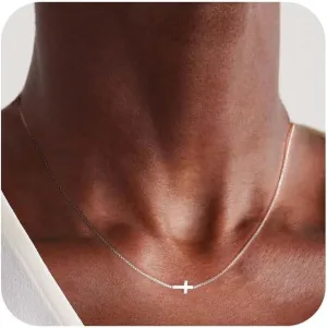 Cross Necklace for Women Dainty 14K Gold Plated/Sterling Silver Cross Pendant Simple Cute Necklaces for Women Trendy Gold Jewelry