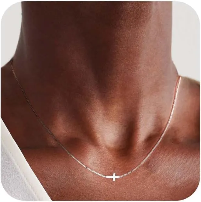 Cross Necklace for Women Dainty 14K Gold Plated/Sterling Silver Cross Pendant Simple Cute Necklaces for Women Trendy Gold Jewelry