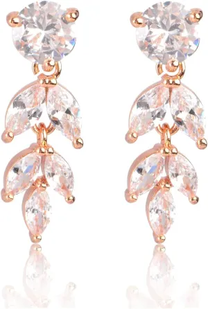 Cubic Zirconia Cluster Wedding Earrings for Brides Bridesmaids Elegant Round Marquise CZ Bridal Jewelry Crystal Dangling Drop Earrings for Women Girls Costume Jewelry Gift