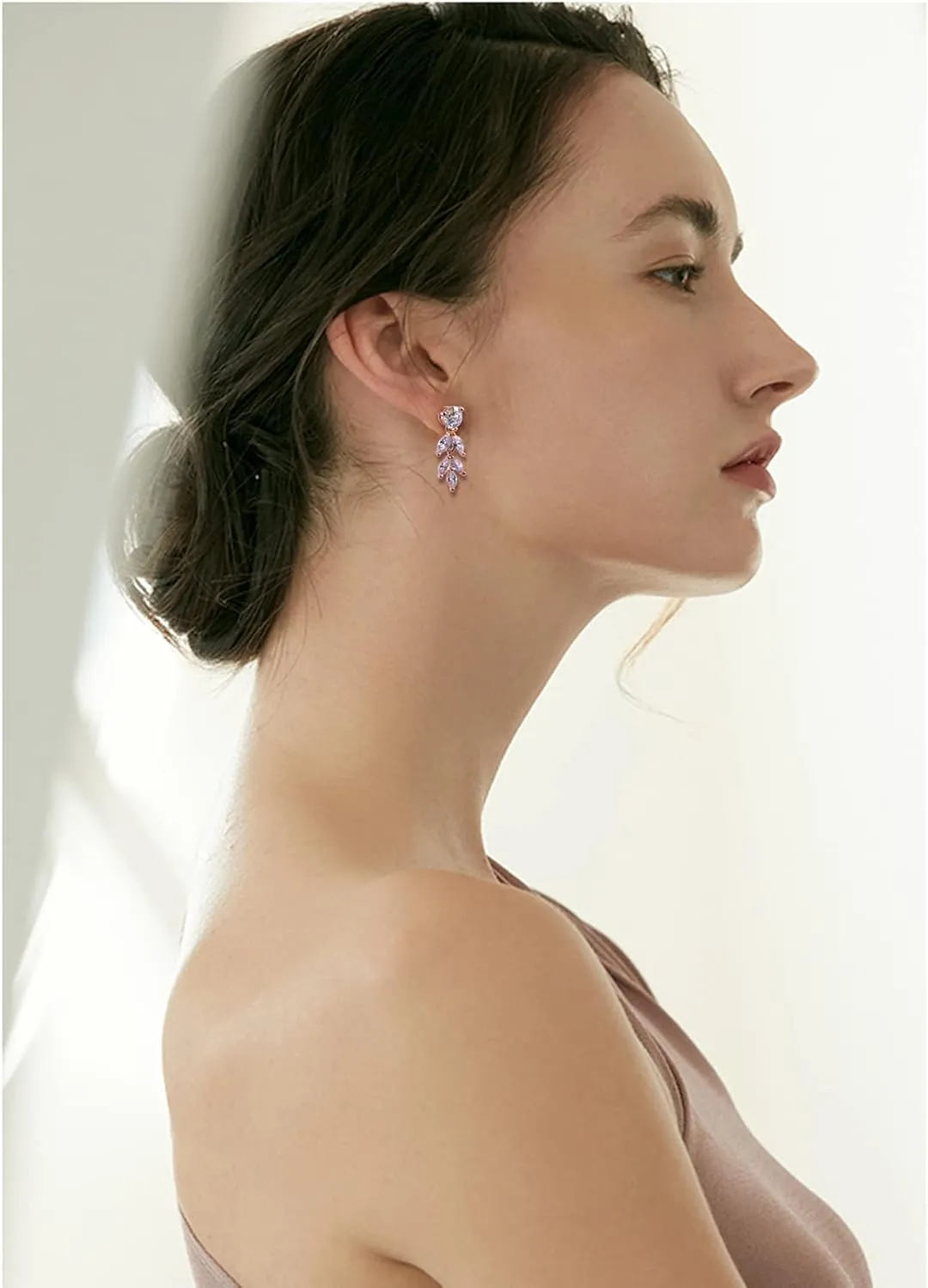 Cubic Zirconia Cluster Wedding Earrings for Brides Bridesmaids Elegant Round Marquise CZ Bridal Jewelry Crystal Dangling Drop Earrings for Women Girls Costume Jewelry Gift