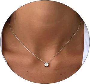 Cubic Zirconia Diamond Choker Necklace for Women 14K Gold Plated CZ Necklaces Dainty CZ Solitaire Leaf Pendant Everyday Jewelry Gifts