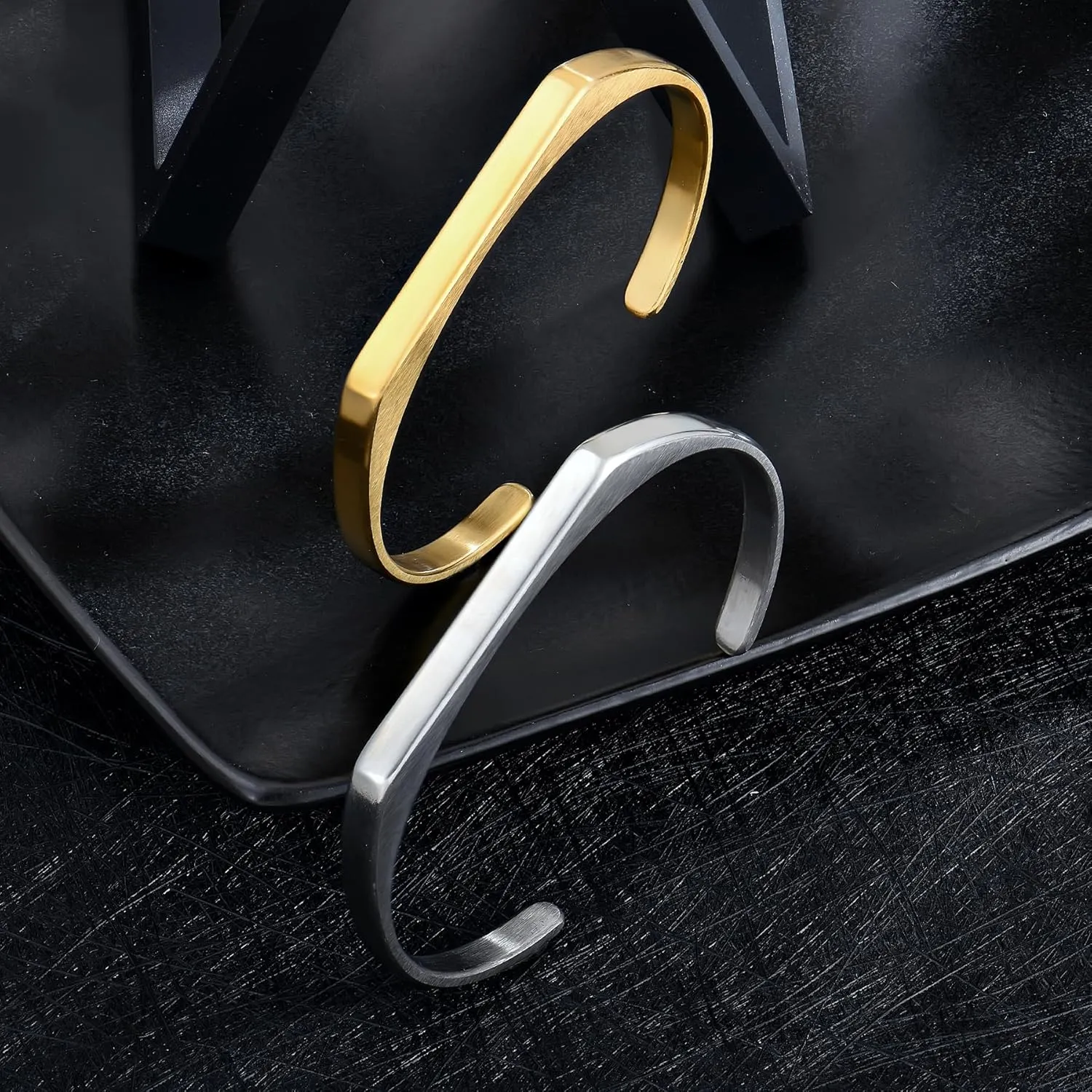 Cuff Bangle Bracelet Stainless Steel Simple Gold/Silver Color Rectangle/Oval Bracelet Jewelry for Men