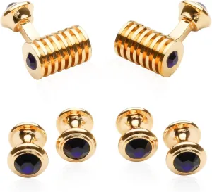 Cuff-Daddy Mens Crystals Cufflinks and Studs with Jewelry Presentation Box Storage Travel Special Occasions Cufflinks for Wedding Mens Cuff Link Dress Shirt Business Gift Jewelry Box