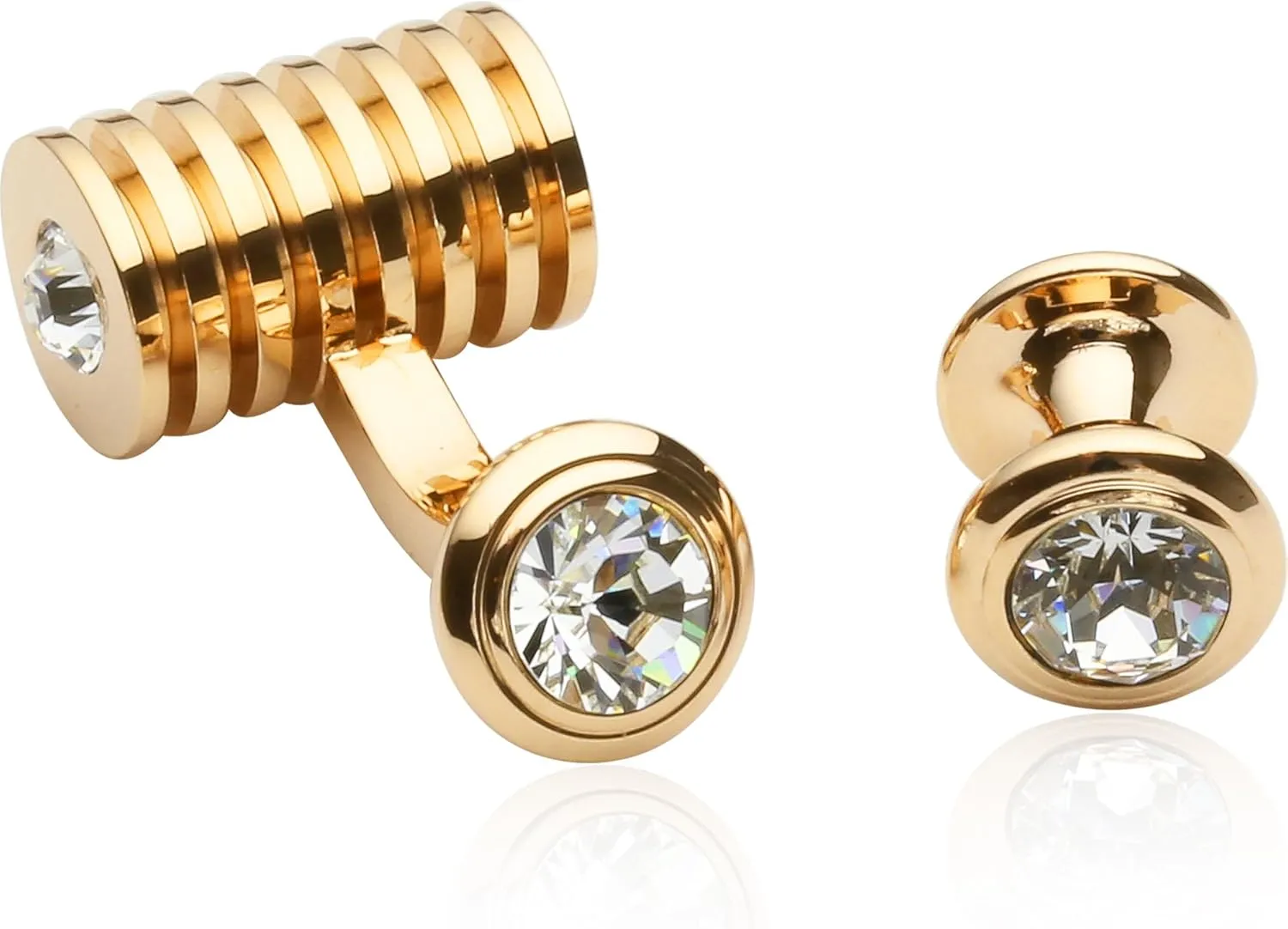 Cuff-Daddy Mens Crystals Cufflinks and Studs with Jewelry Presentation Box Storage Travel Special Occasions Cufflinks for Wedding Mens Cuff Link Dress Shirt Business Gift Jewelry Box