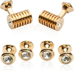 Cuff-Daddy Mens Crystals Cufflinks and Studs with Jewelry Presentation Box Storage Travel Special Occasions Cufflinks for Wedding Mens Cuff Link Dress Shirt Business Gift Jewelry Box