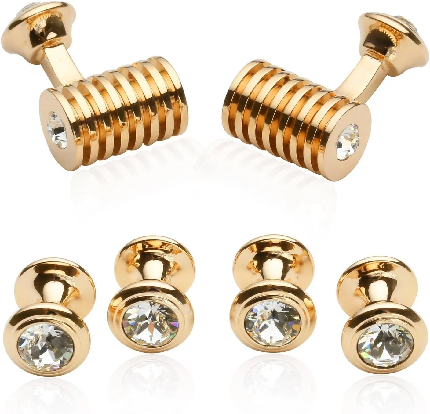 Cuff-Daddy Mens Crystals Cufflinks and Studs with Jewelry Presentation Box Storage Travel Special Occasions Cufflinks for Wedding Mens Cuff Link Dress Shirt Business Gift Jewelry Box