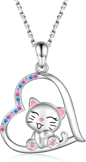 Cute cat necklace, pendant necklace for girls, for girls, boys, sons, granddaughters, birthdays, Christmas, graduation gifts, jewelry for girls over 3 years old.