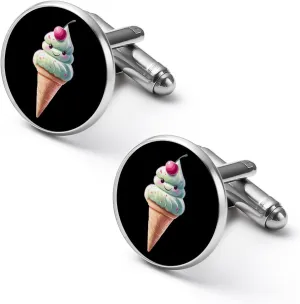 Cute Cherry Ice-cream Fashion Cufflinks For Men Alloy Tuxedo Shirt Cuff Links For Business Wedding Party 1.7cm
