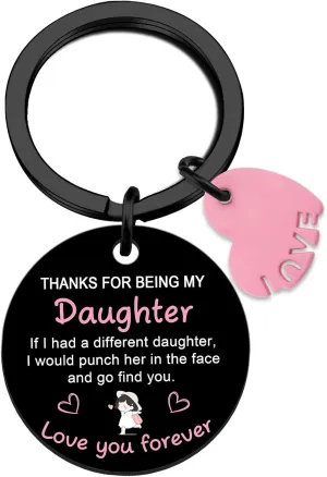 Cute Daughter Gifts From Mom Dad Funny Daughter Birthday Gifts for Women Keychains Birthday Graduation Inspirational Easter Christmas Thanksgiving Appreciation Presents Decorations