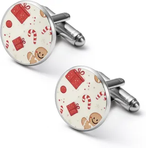 Cute Gingerbread-Man Candy Cane Fashion Cufflinks For Men Alloy Tuxedo Shirt Cuff Links For Business Wedding Party 1.7cm