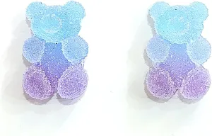 Cute Gummy Bear 925 Silver Stud Earrings for Women - Gradient Color Little Bear Jewelry
