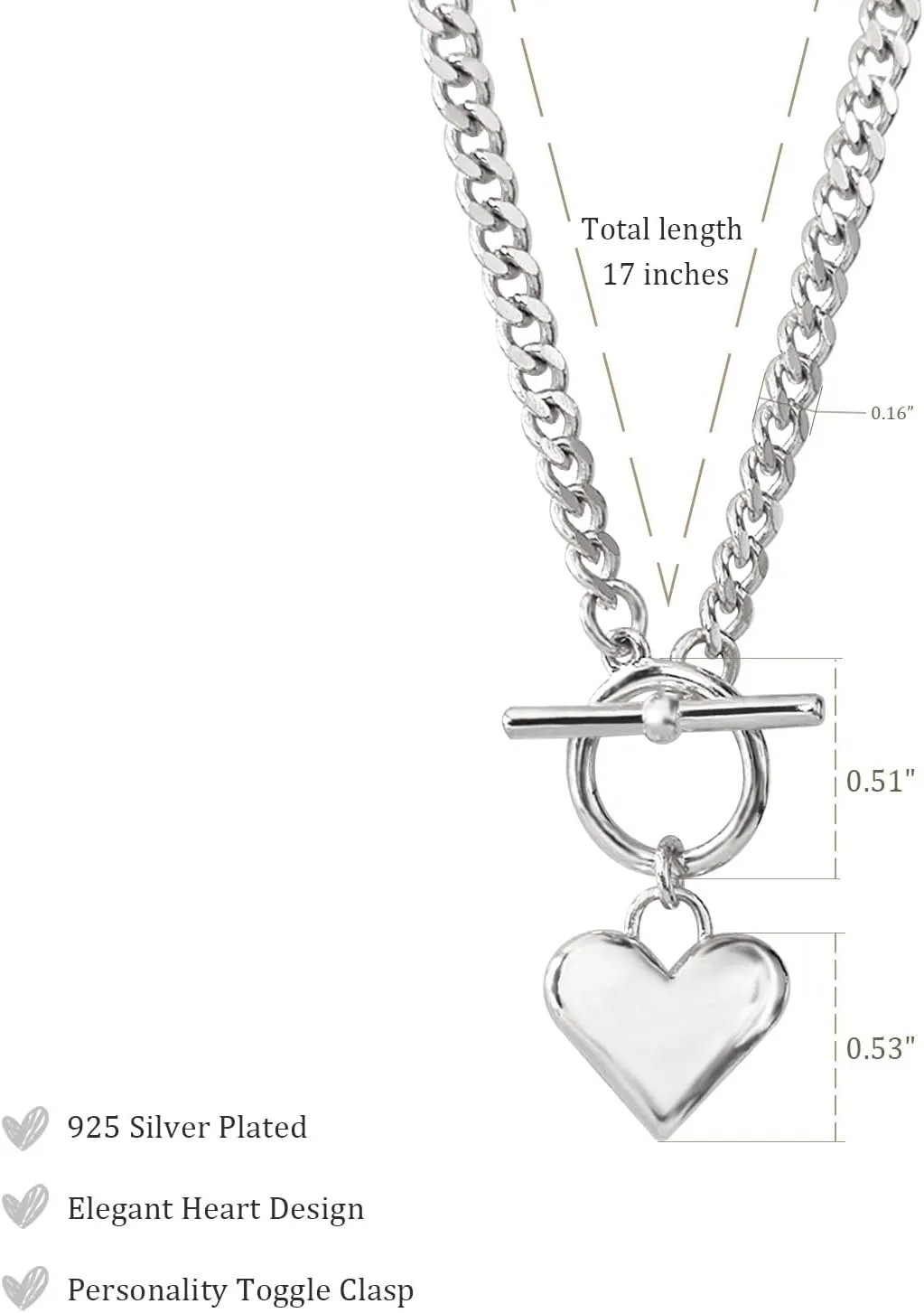 Cute Heart Necklace for Women Gold/Silver Plated Heart Pendant Choker Necklaces Tendy Love Heart Chain Necklace Dainty Gold/Silver Necklace Jewelry Gifts for Women
