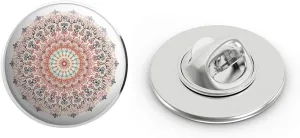 Cute Pretty Artistic Floral Pastel Mandala Design Cartoon Round Metal 0.75" Lapel Pin Hat Shirt Pin Tie Tack Pinback