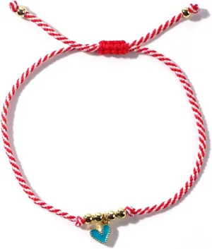 Dainty Heart String Adjustable Bracelet for Women, Handmade Boho Red White Braided String Bracelet Statement Minimalism Jewelry Gift Mom Sister Best Friendship