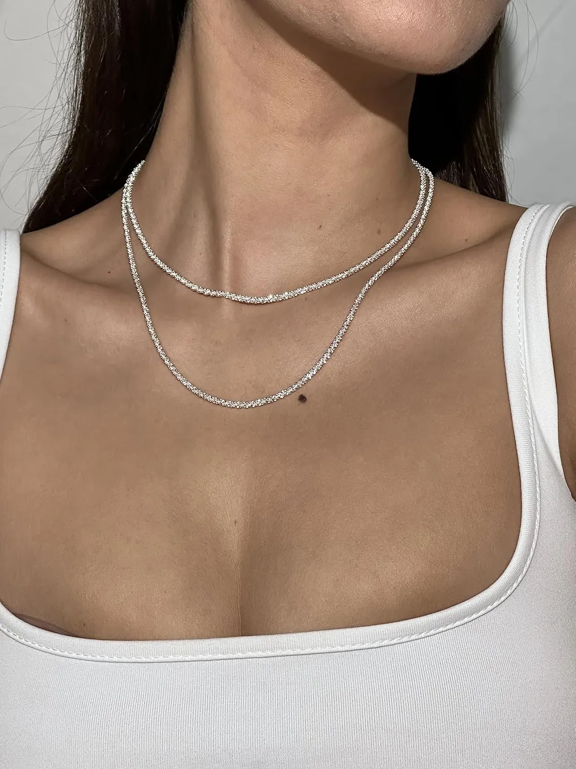 Dainty Layered Necklaces for Women Silver Trendy Layering Necklace Snake Paperclip Figaro Chain Layered Necklace Set Everyday Jewelry Gift