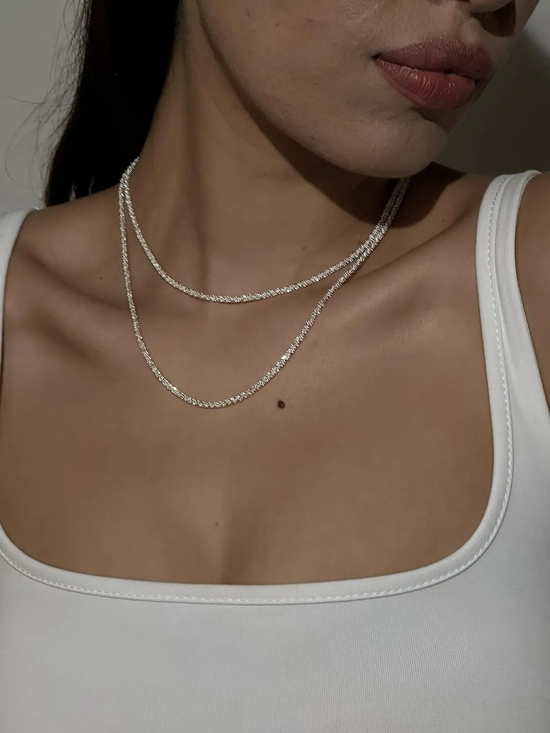 Dainty Layered Necklaces for Women Silver Trendy Layering Necklace Snake Paperclip Figaro Chain Layered Necklace Set Everyday Jewelry Gift