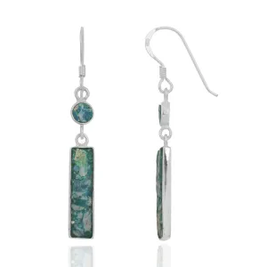 Dangling Roman Glass Earrings - Ancient Roman Glass Silver Jewelry - Israeli Jewelry - Historical archaeological Glass Pieces