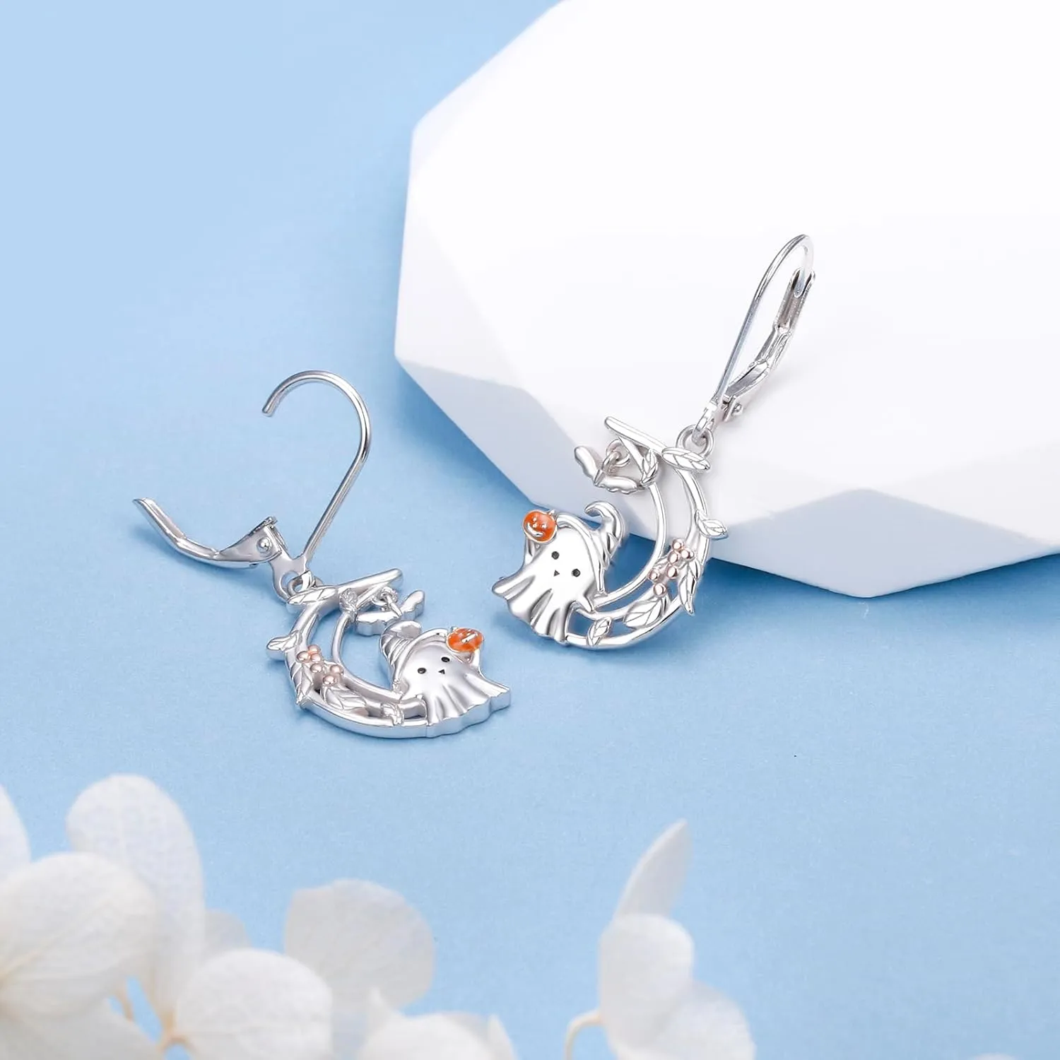 DAOCHONG 925 Sterling Silver Heart/Tree of Life Filigree Teardrop French Bulldog/Hummingbird Earrings for Women Birthday Gifts Dangle Drop Leverback Earrings for Girls Teen