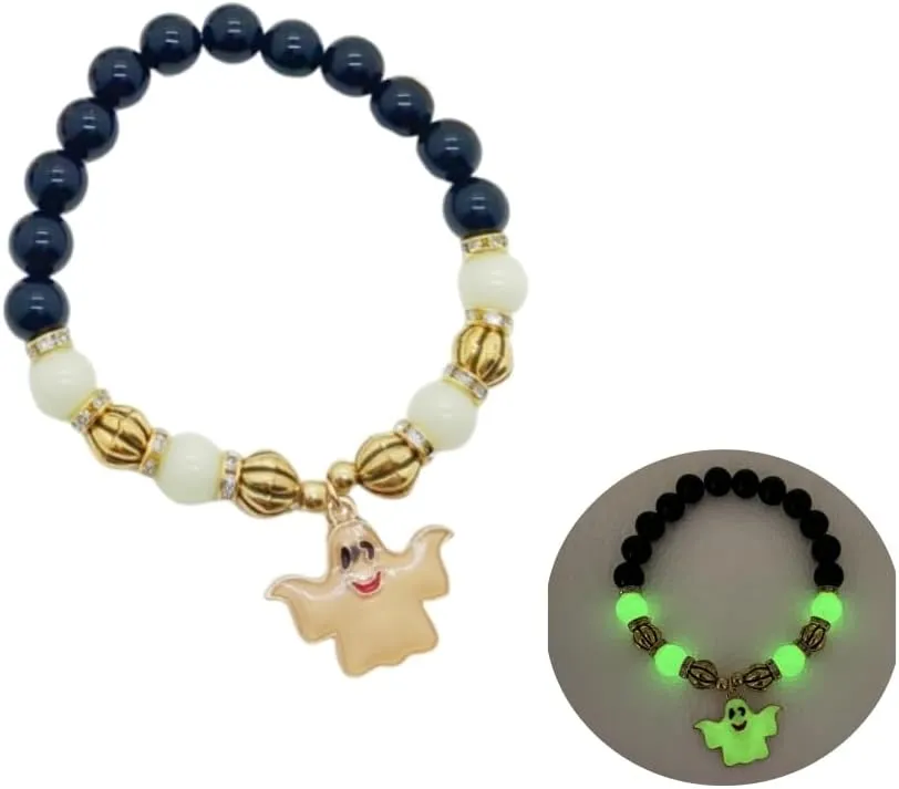 DATOA Halloween Theme Bracelet Luminous Bracelet Funny Ghost Pumpkin Bracelet Glow in the Dark Halloween Party Jewelry